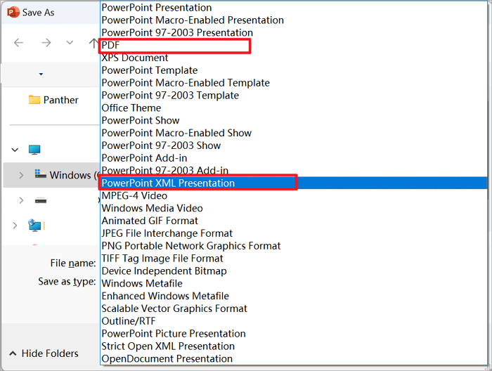 save as pdf or pptx