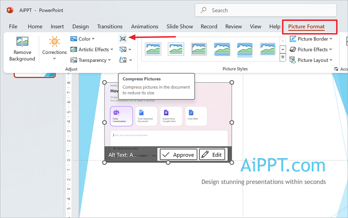 choose compress pictures option