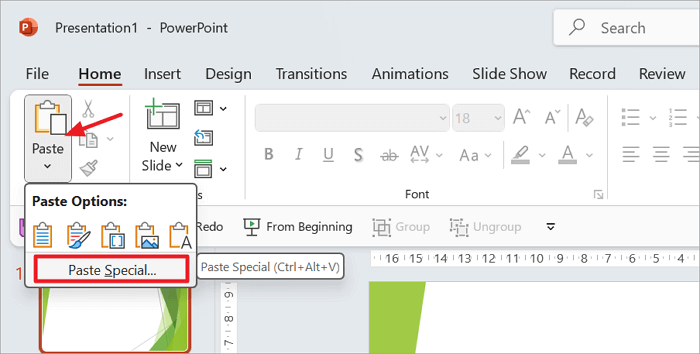 paste table with format to ppt