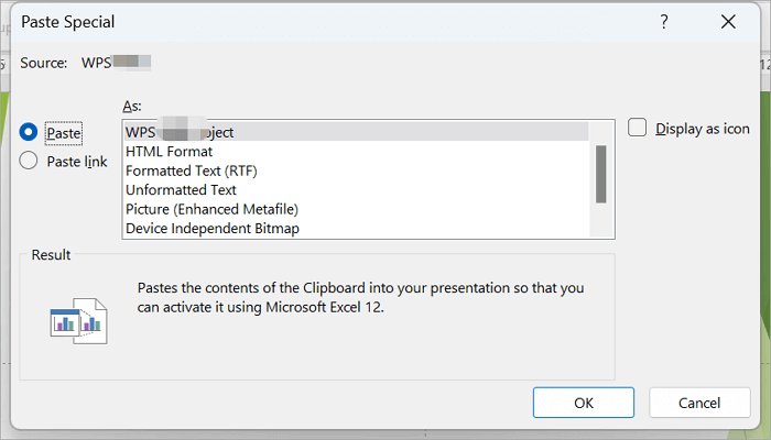 paste table with link to ppt
