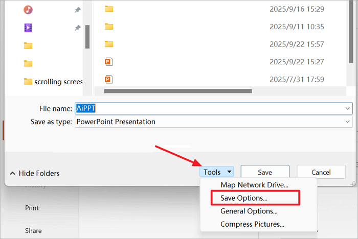 save option in ppt