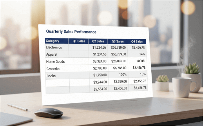 table format in powerpoint