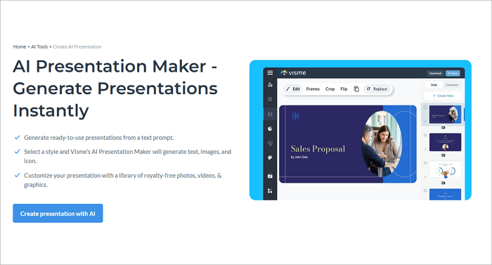 visme ai presentation maker no watermark