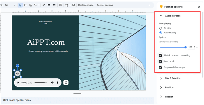 add audio into google slides