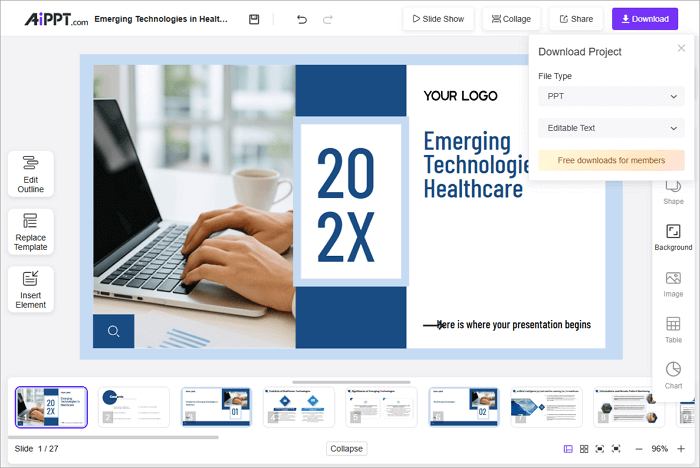 download or share pitch deck