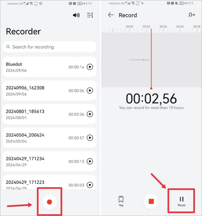 record sound using android phone
