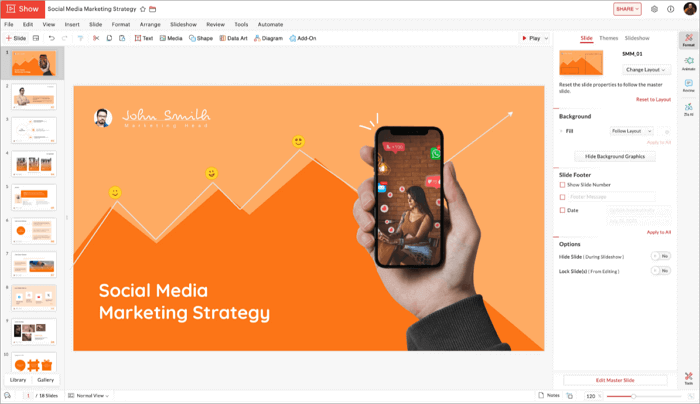 sites for presentation zoho show