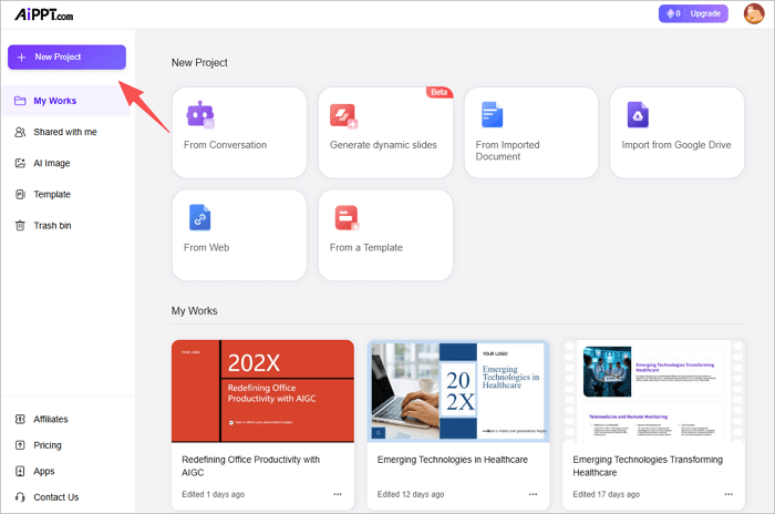 add new project in AiPPT