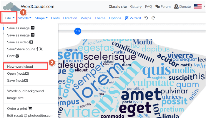add new wordcloud online