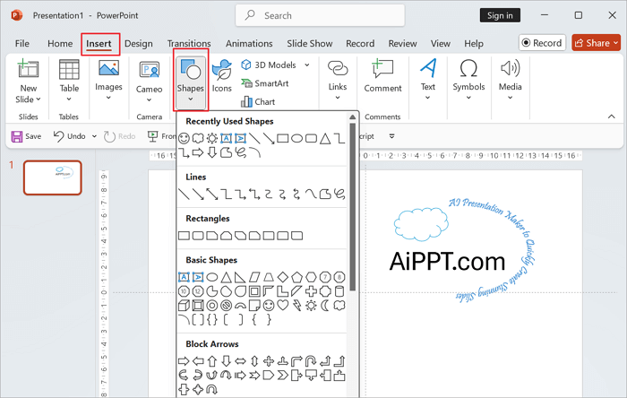 add shape to curve text