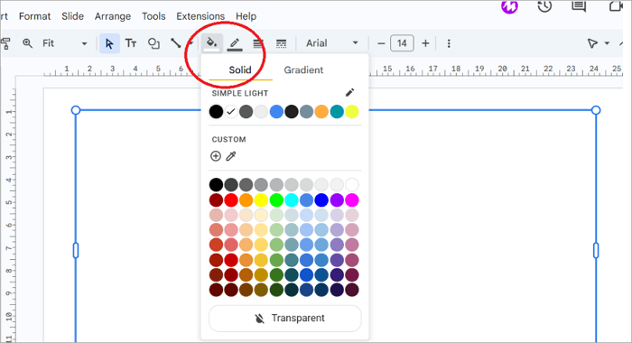adjust board in google slides