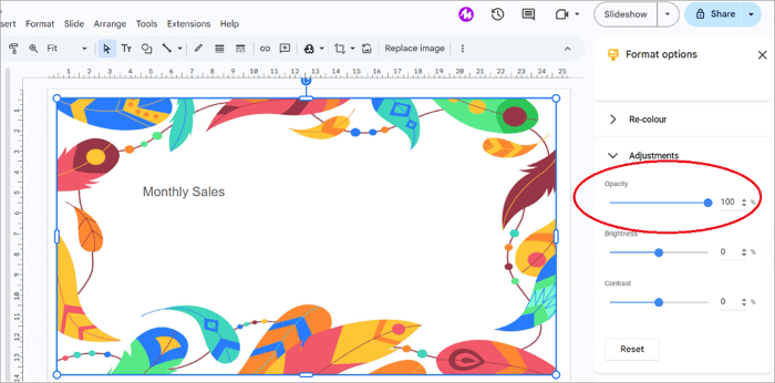 adjust transparency of board image