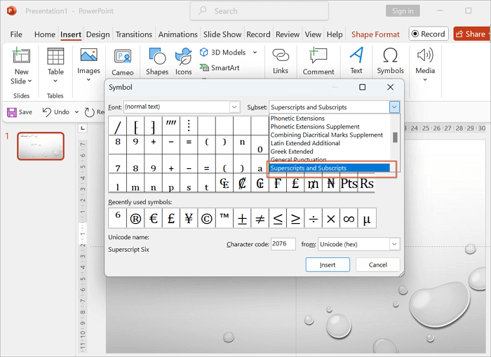 choose symbol as scripts