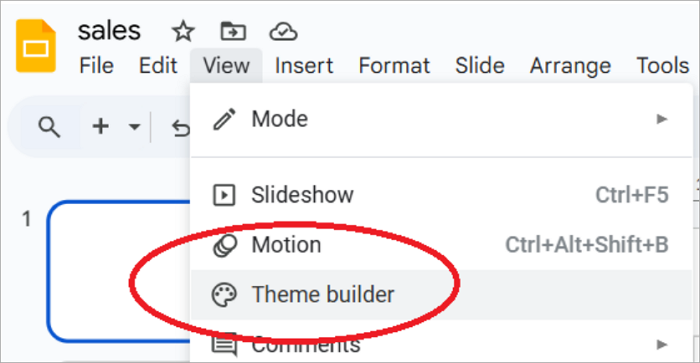 choose theme builder in google slides