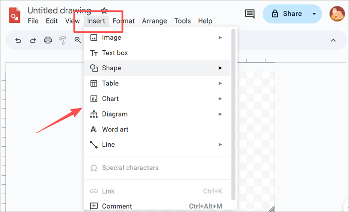 choose tools in google drawings