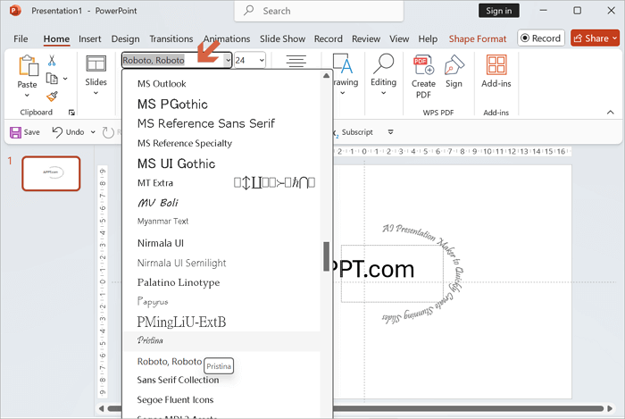 custom style of curve text