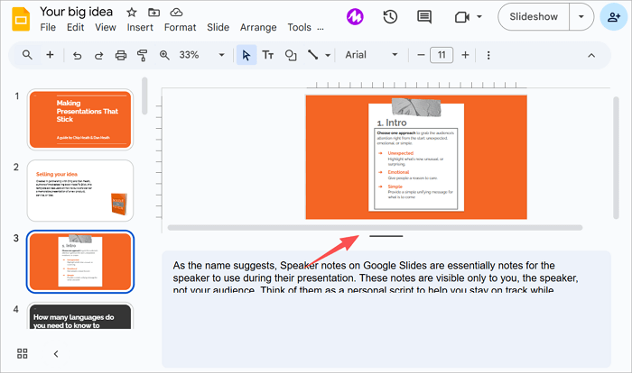 drag speaker note border