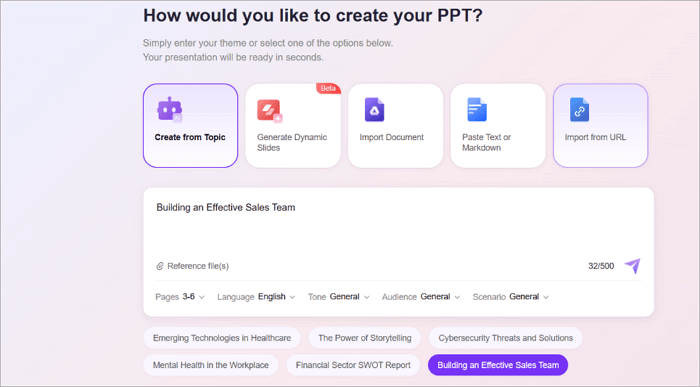 enter topic to generate ppt