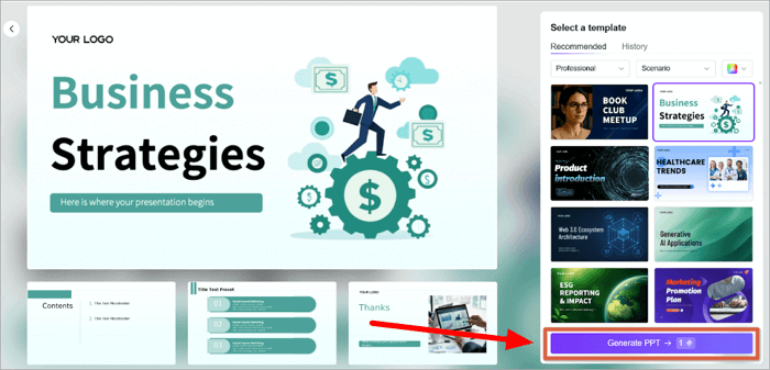 generate ppt in aippt