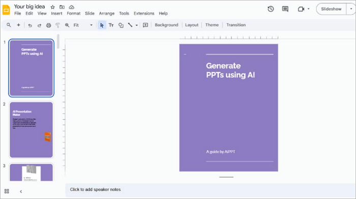 get vertical page in google slides
