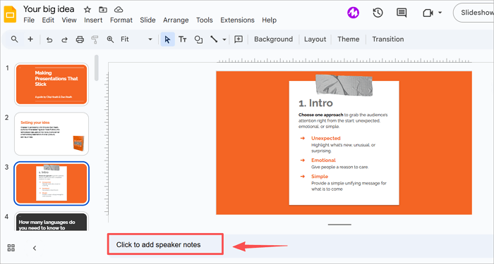 google slides speaker notes