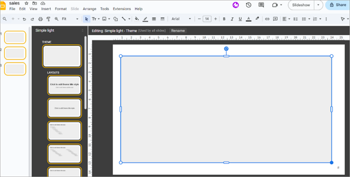 insert a board in theme builder