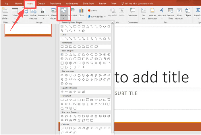 insert shape into ppt