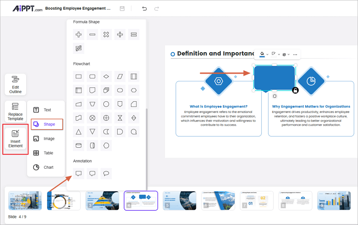 insert shape using aippt