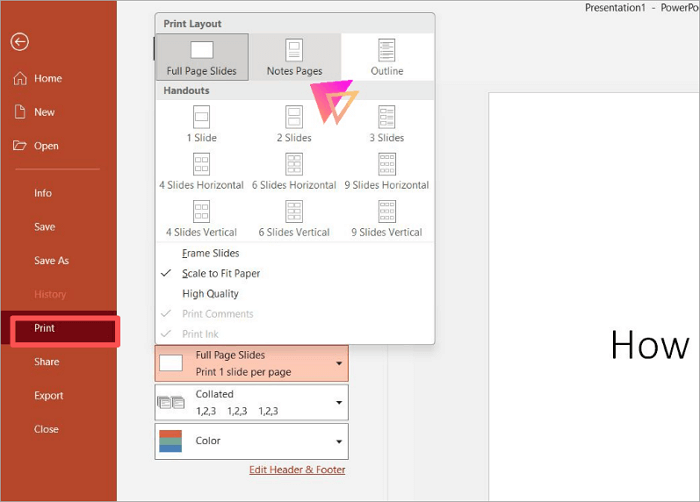print notes pages on ppt