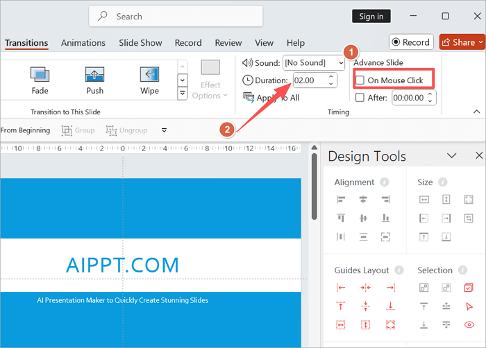 set ppt slides timing