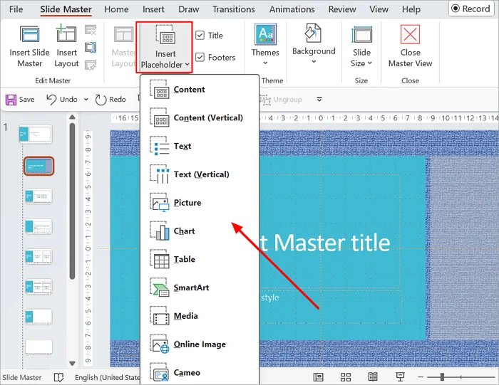 insert placeholder into ppt
