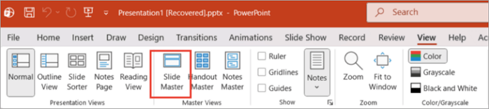 1 go to slide master view
