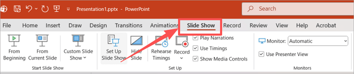 1 go to slideshow tab