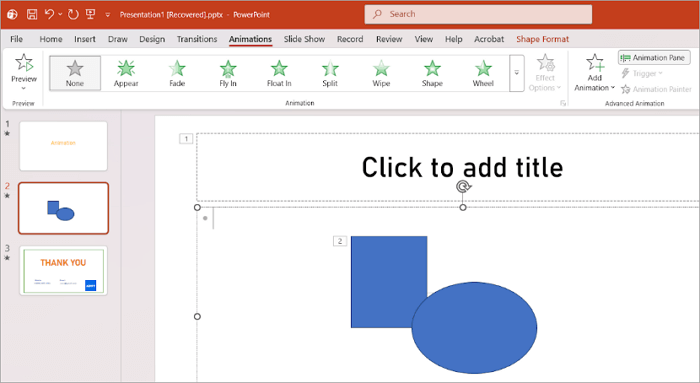 1 open animation pane