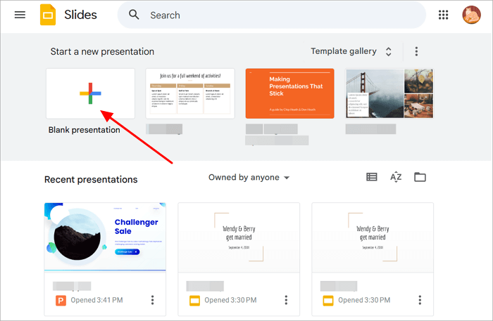 2 add blank presentation in google slides