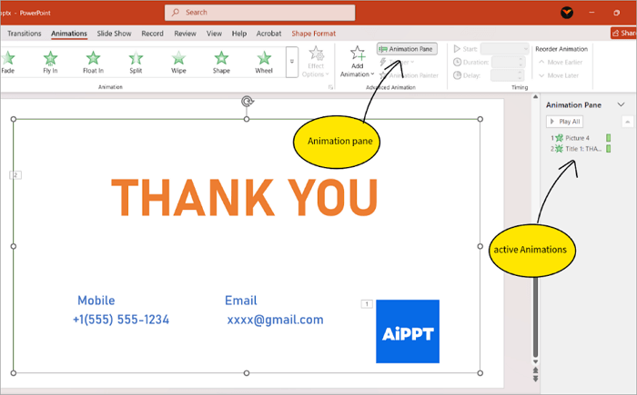 2 open animations tab