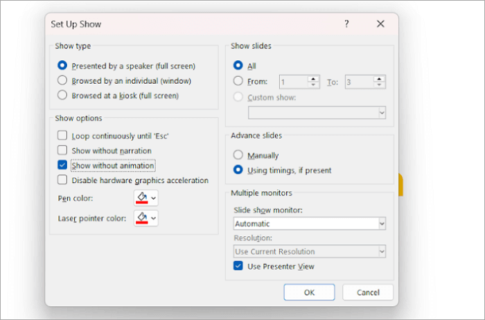 2 select set up slideshow