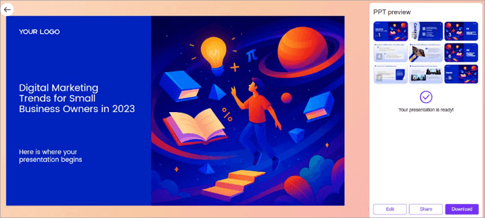 down ppt with template