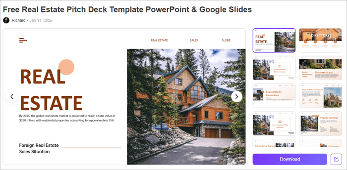 free real estate pitch deck template powerpoint google slides