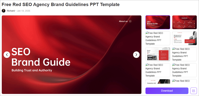 free red seo agency brand guidelines ppt template