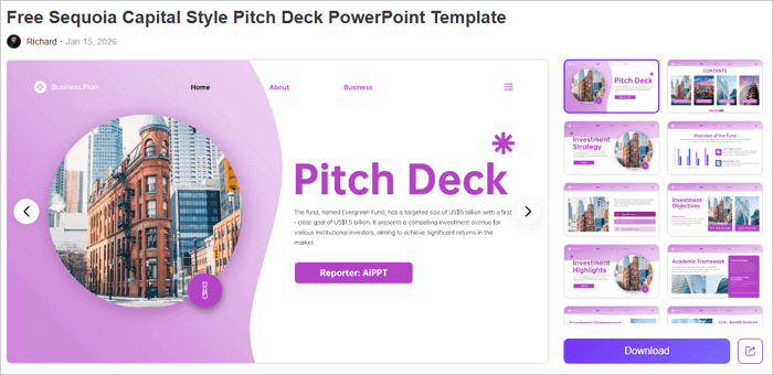 free sequoia capital style pitch deck powerpoint template
