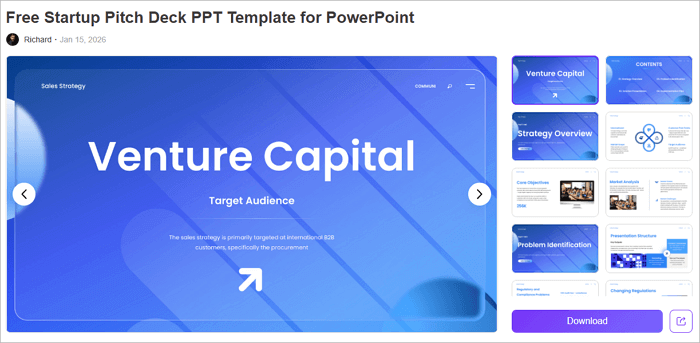 free startup pitch deck ppt template for powerpoint