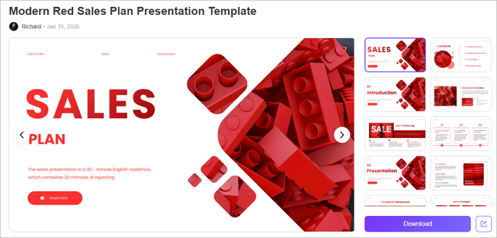 modern red sales plan presentation template
