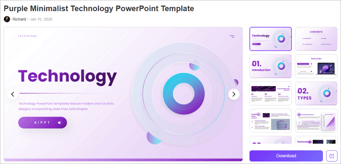 purple minimalist technology powerpoint template