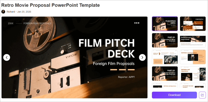 retro movie proposal powerpoint template