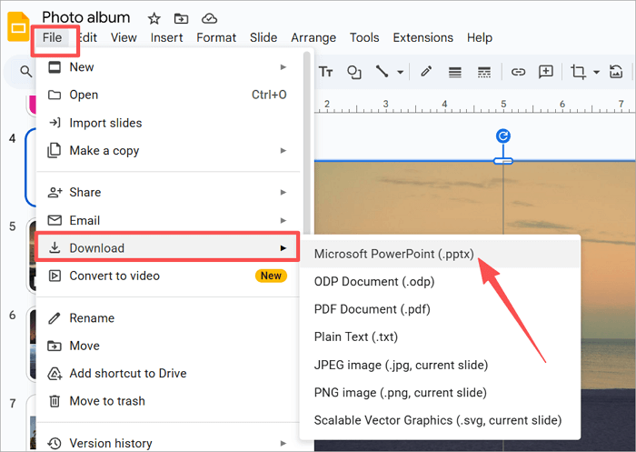 1 download google slides as pptx