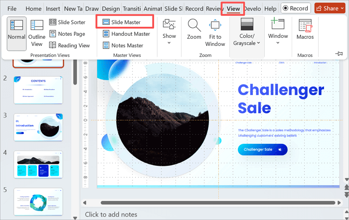 1 view slide master in ppt