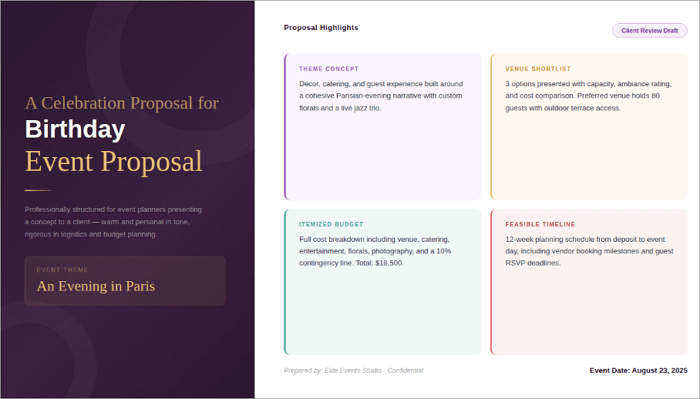 10 birthday event proposal