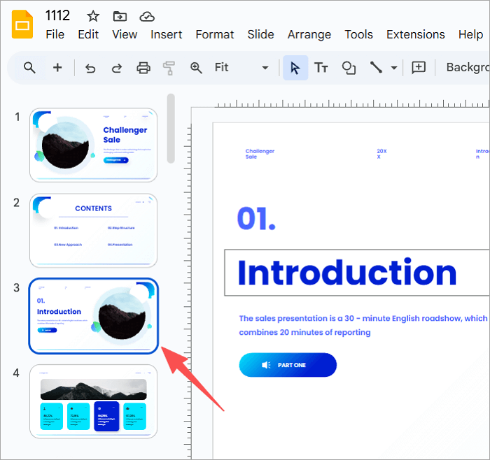 2 click on first slide