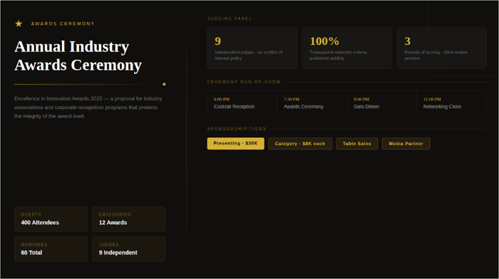 8 annual awards ceremony proposal